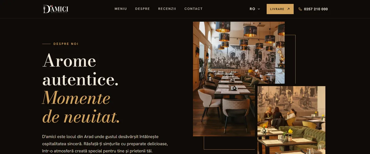 Captură de ecran a site-ului D'amici Ristorante